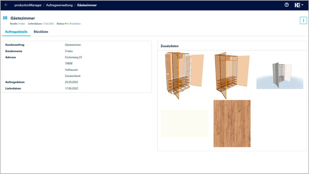 Screenshot of productionManager Advanced