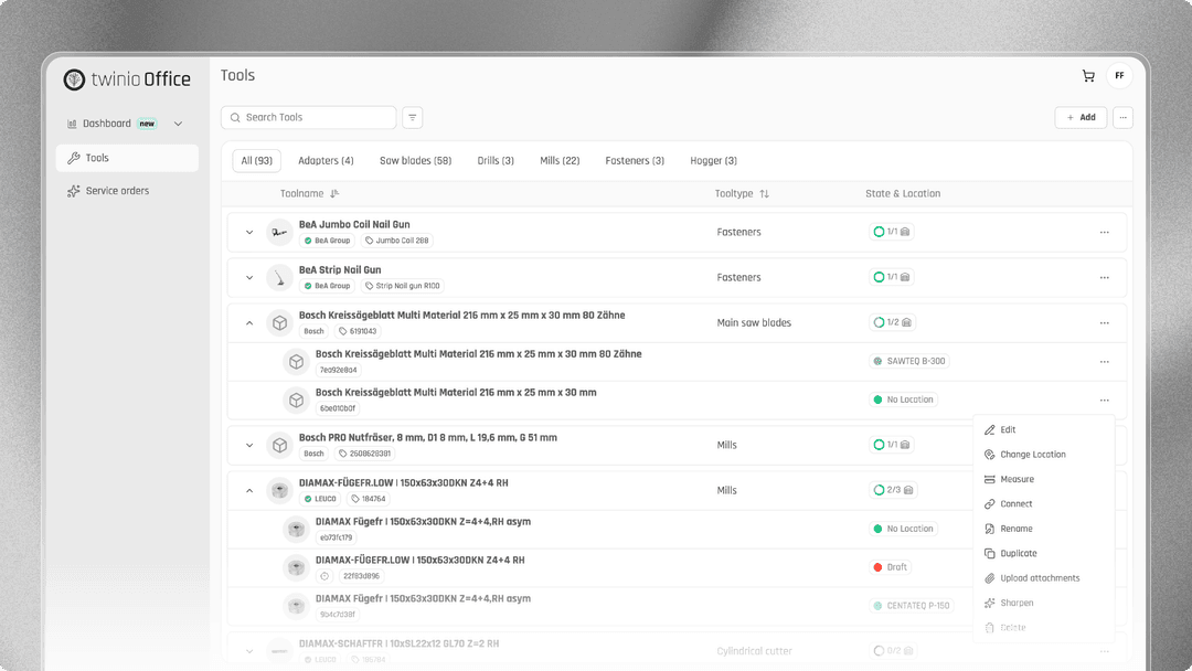 Screenshot of twinio