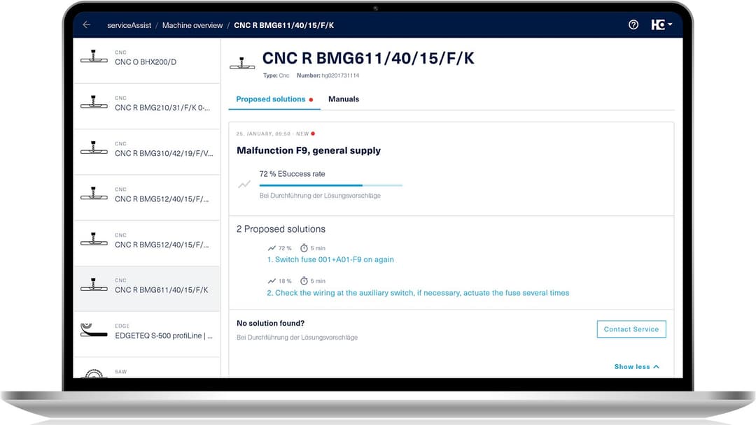 Screenshot of serviceAssist Advanced