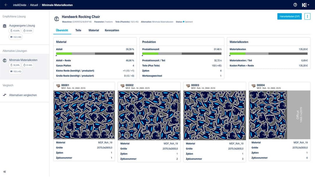 Screenshot of intelliDivide Nesting Classic