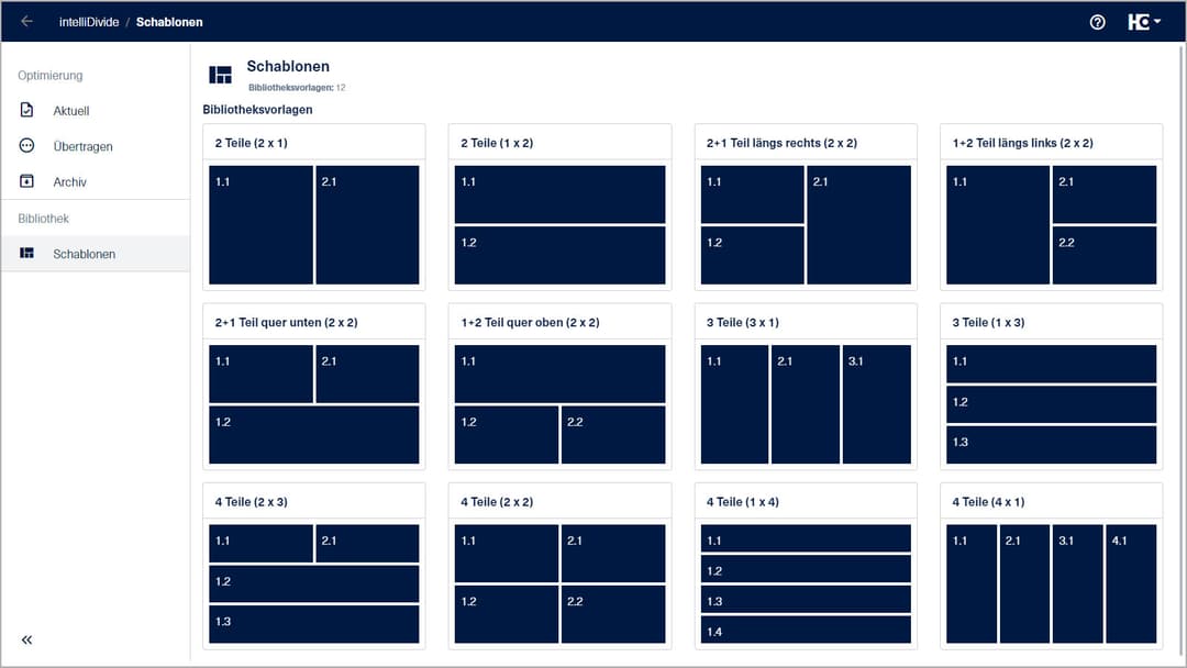 Screenshot of intelliDivide Cutting Advanced