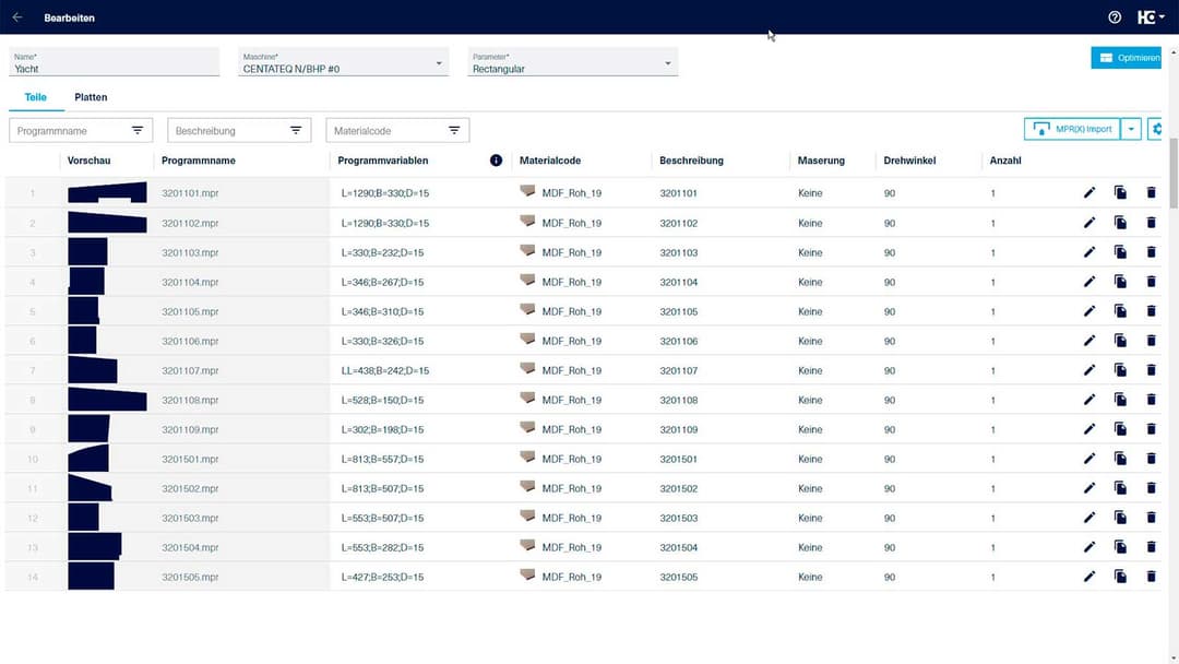 Screenshot of intelliDivide Nesting Classic