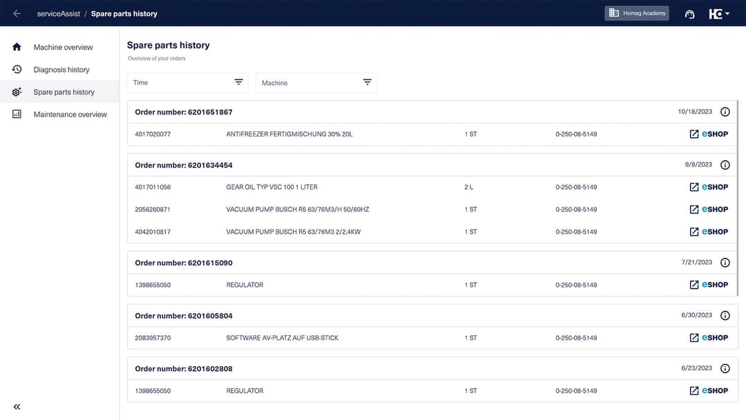 Screenshot of serviceAssist Advanced